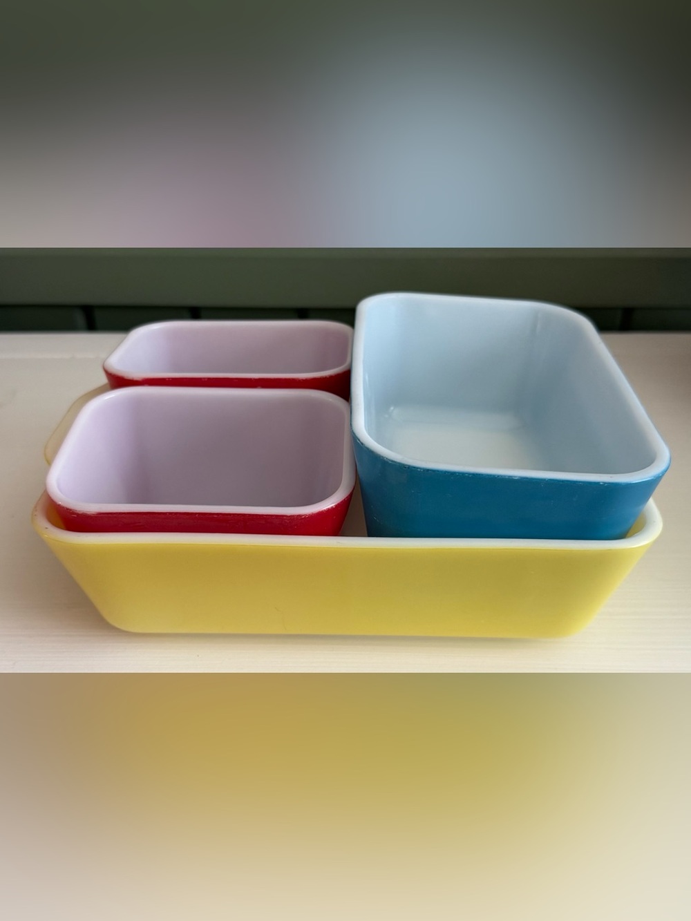 Vintage Pyrex Primary Refrigerator Set-no lids